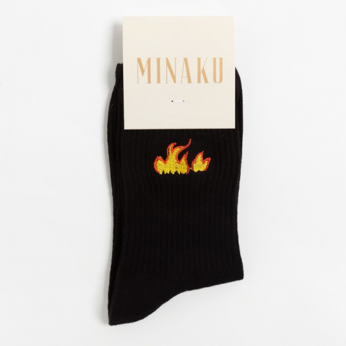 Носки MINAKU «Fire», цвет чёрный, размер 36-37 (23 см)