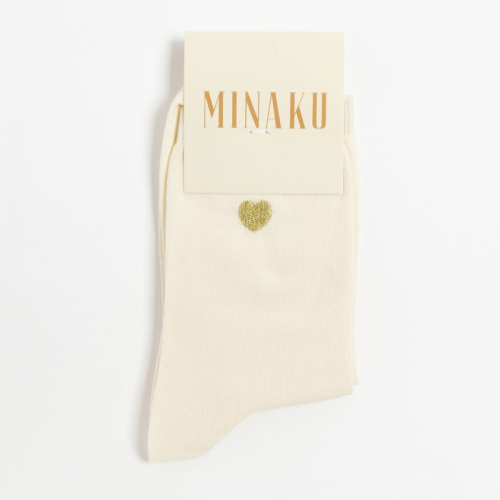 Носки женские MINAKU «Нeart», цвет молочный, размер 36-37 (23 см)