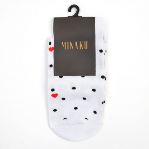 Носки женские MINAKU «Точки и сердечки», цвет белый, р-р 38-39 (25 см)