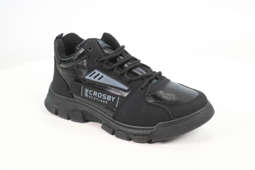 228160/01-01 черный иск.кожа подростковые (для мальчиков) ботинки (О-З 2022)