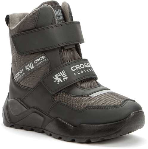 228130/06-02 черный/серый оксфорд/иск.кожа детские (для мальчиков) ботинки (О-З 2022)