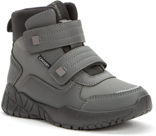 228128/01-02 т.серый иск.кожа/оксфорд детские (для мальчиков) ботинки (О-З 2022)
