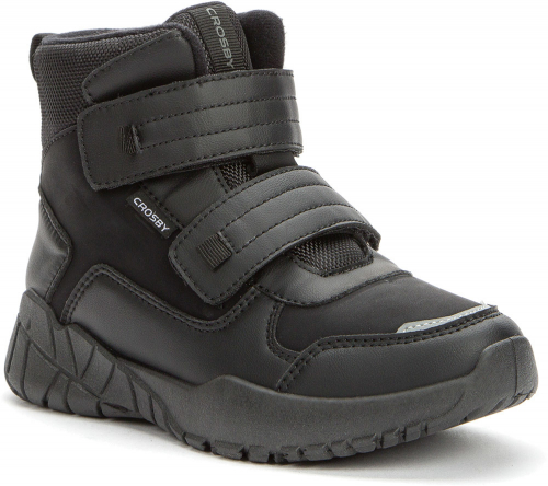 228128/01-01 черный иск.кожа/оксфорд детские (для мальчиков) ботинки (О-З 2022)