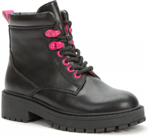 928371/03-01 черный/розовый иск.кожа детские (для девочек) ботинки (О-З 2022)