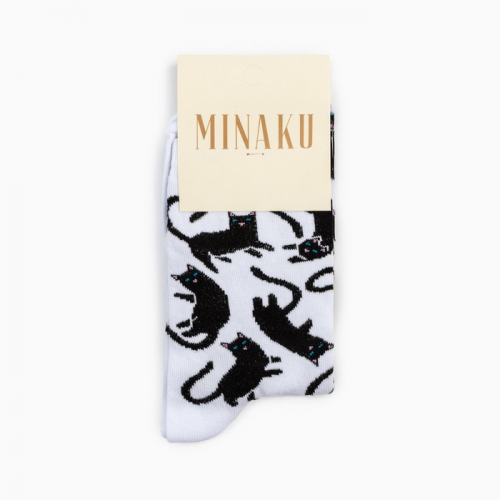 Носки MINAKU «Котики», цвет белый, размер 40-41 (27 см)
