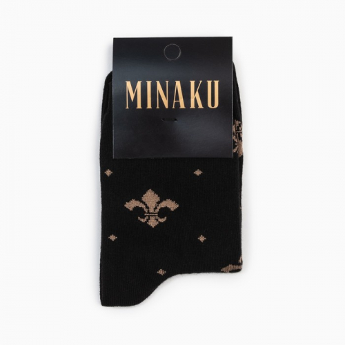 Носки MINAKU «Королевская лилия», цвет чёрный, размер 40-41 (27 см)