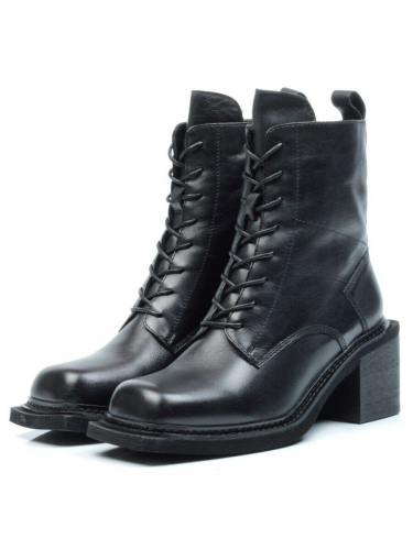 04-E21W-2A BLACK Ботинки зимние женские (натуральная кожа, натуральный мех) размер 38