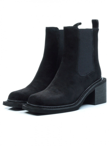 04-E21W-1B BLACK Ботинки зимние женские (натуральная замша, натуральный мех) размер 35