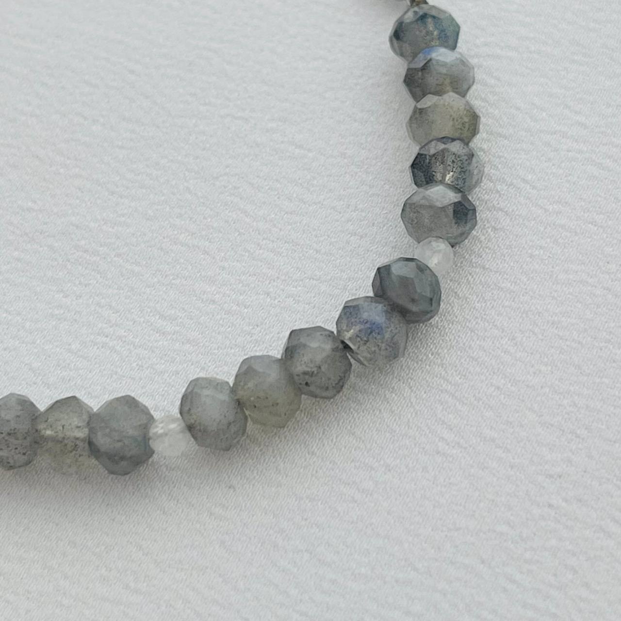 Радуга Самоцветов Браслет из Лабрадора и Лунного камня огранка (Мадагаскар/Индия)