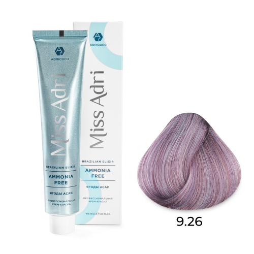 Крем-краска для волос ADRICOCO Miss Adri Brazilian Elixir Ammonia free 9.26 Очень светлый блонд розовый 100мл