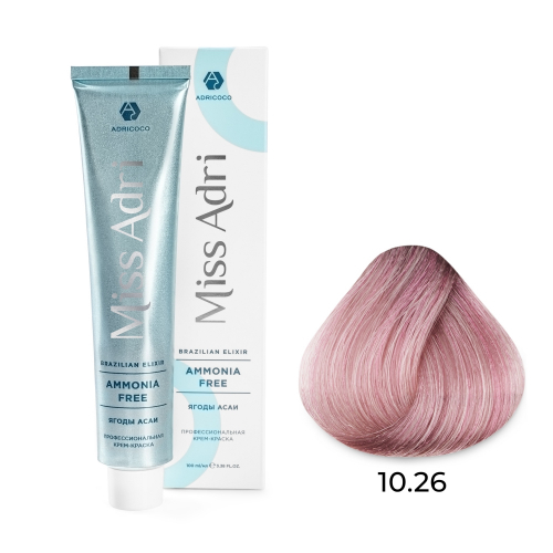 Крем-краска для волос ADRICOCO Miss Adri Brazilian Elixir Ammonia free 10.26 Платиновый блонд розовый 100 мл