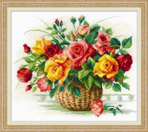 Набор для вышивания крестом «Корзина с розами» 