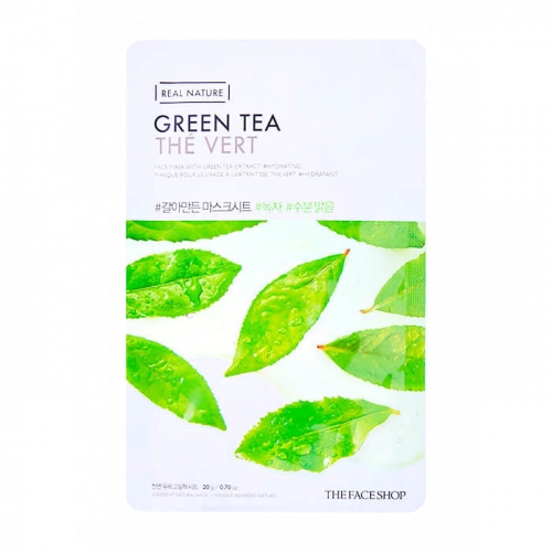 Тканевая маска с экстрактом зеленого чая Real Nature Green Tea Face Mask 20гр