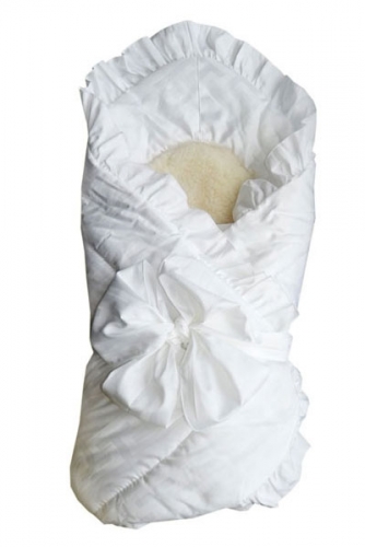 Конверт- одеяло с завязкой Белый (меховая вставка) 2153