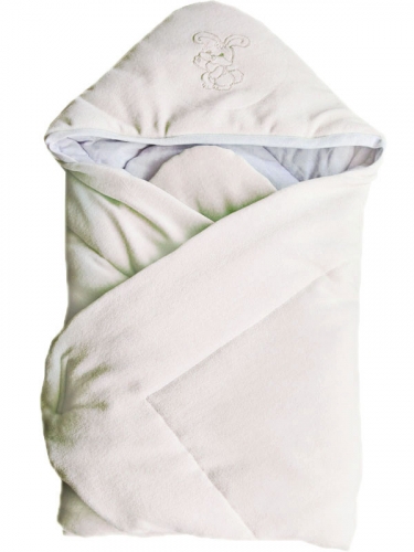 Конверт- одеяло велюр с вышивкой Белый 2157