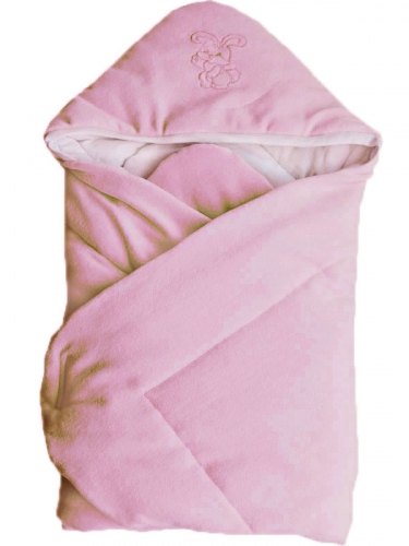 Конверт- одеяло велюр с вышивкой Розовый 2157