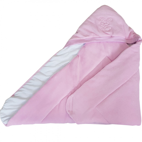 Конверт- одеяло велюр с вышивкой Розовый 2157