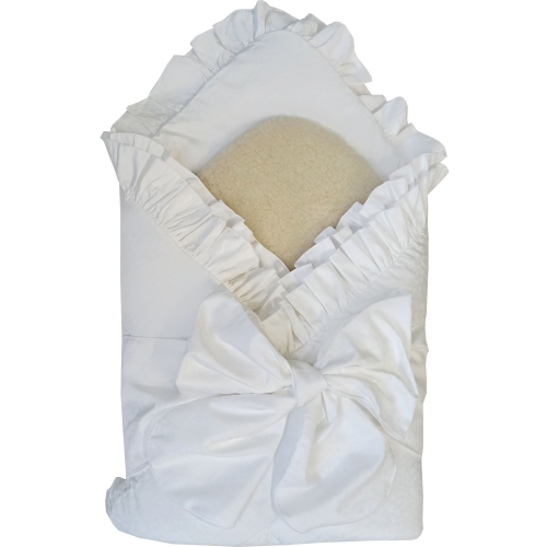 Конверт- одеяло с завязкой Белый (меховая вставка) 2153