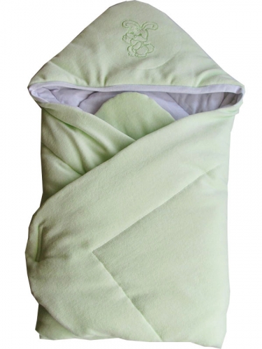 Конверт- одеяло велюр с вышивкой Салатовый 2157