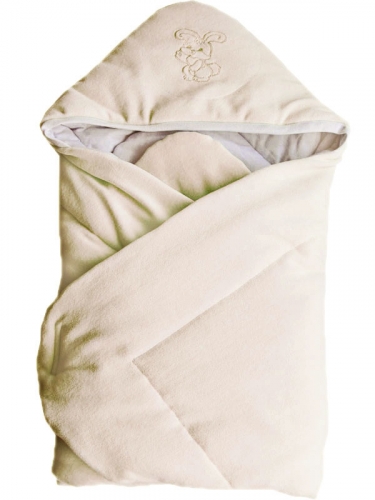 Конверт- одеяло велюр с вышивкой Экрю 2157