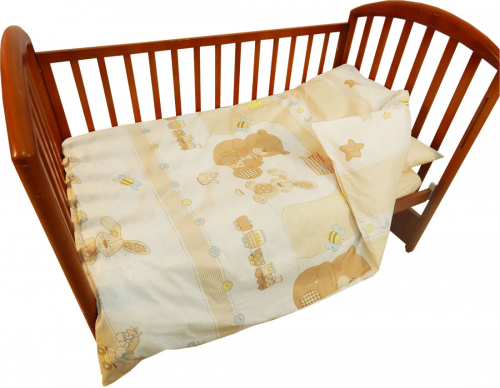 Комплект постельного белья детский 147*112 простыня на резинке Игрушки бежевый 6046