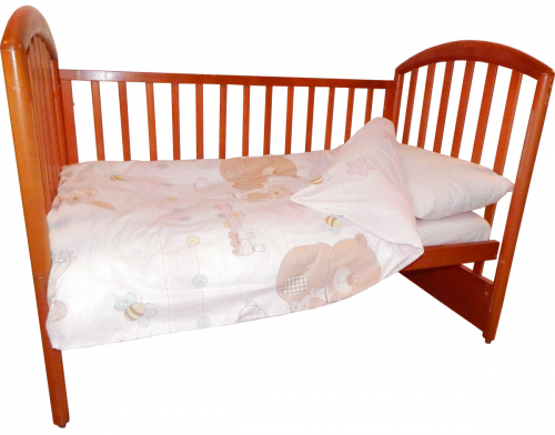 Комплект постельного белья детский 147*112 простыня на резинке Игрушки розовый 6046