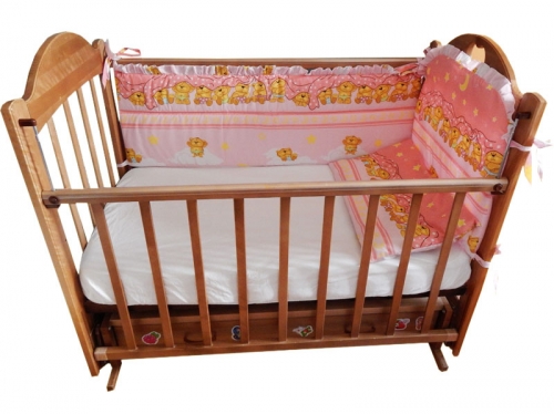 Комплект детский в кроватку борт + постельное белье Розовый