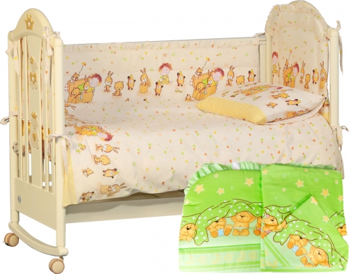 Комплект детский в кроватку борт + постельное белье Салатовый