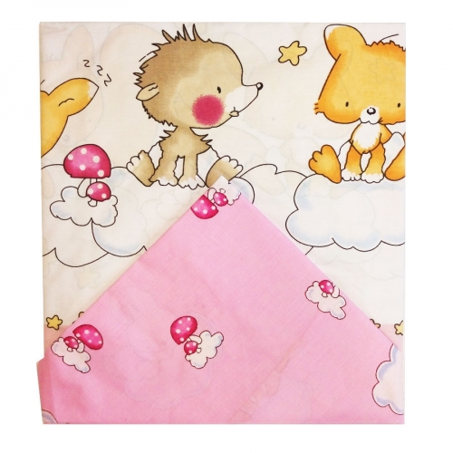 Комплект постельного белья детский 147x112 простыня на резинке Розовый 6034
