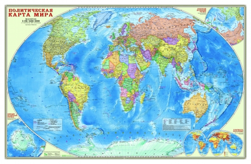 299р.   318р.Карта настенная. Мир Политический. М1:25 млн. 124х80 см. ЛАМ