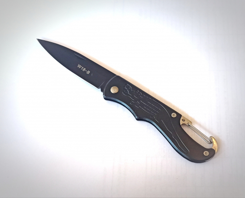 Нож Pocket Knife Crocodile складн., 155мм, длина клинка 70мм,с карабином,нерж.сталь,цв.черный(W18-B)