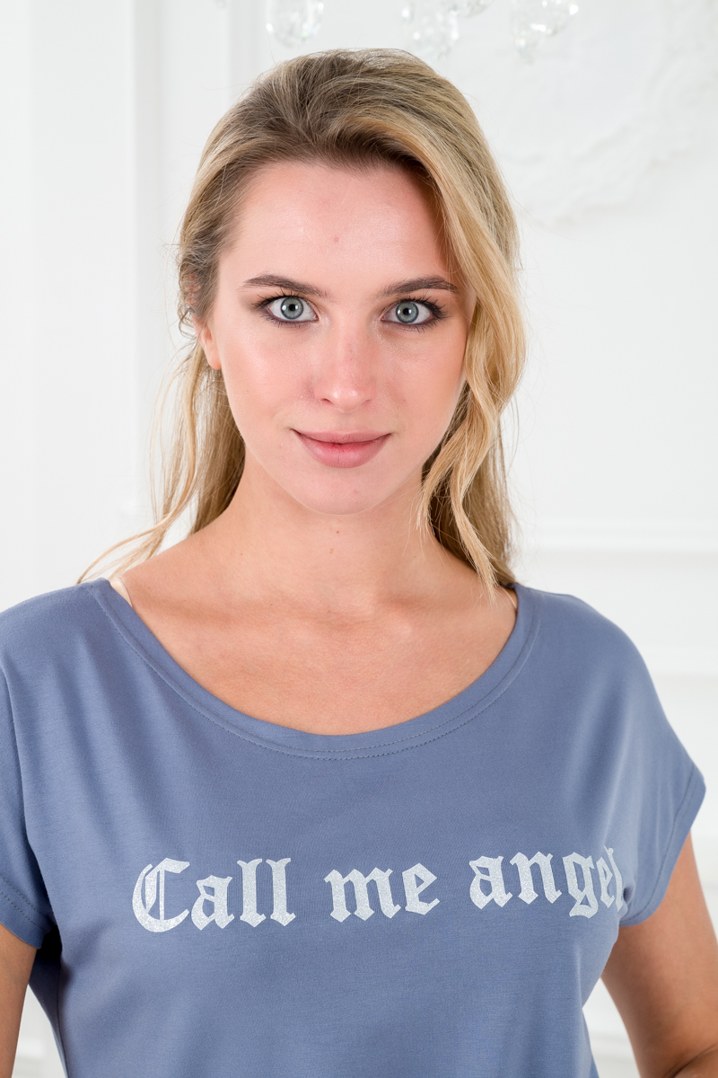 Футболка женская из вискозы Лирика серый Call me angel