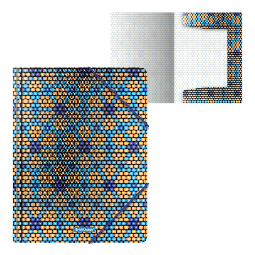 119р. 220р.Папка на резинках пластиковая ErichKrause® Blue&Orange Beads, A4 (в пакете по 4 шт.)