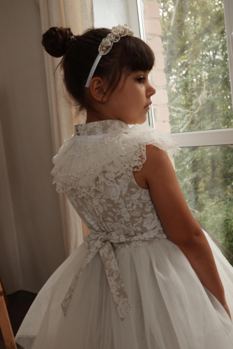 Платье для девочки Аура Л22-22 лен розочки