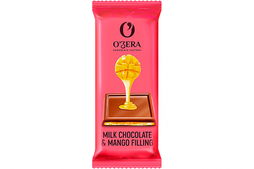 «O'Zera», молочный шоколад Milk & Mango filling с желейной начинкой из манго, 24 г (упаковка 30 шт.)