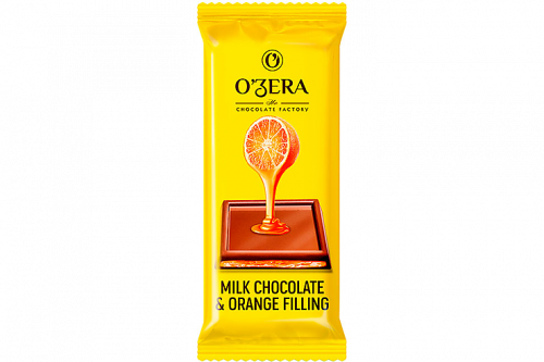 «O'Zera», молочный шоколад Milk & Orange filling с желейной апельсиновой начинкой, 24 г (упаковка 30 шт.)
