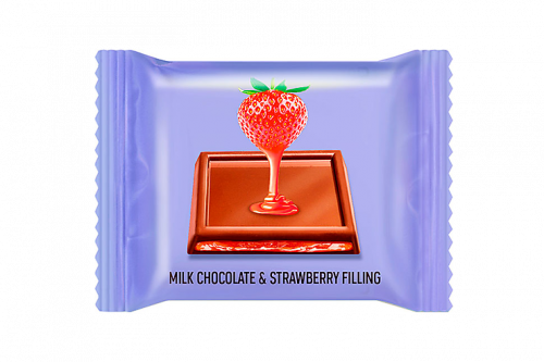 «O'Zera», молочный шоколад с желейной клубничной начинкой Milk & Strawberry filling (коробка 1,2 кг)