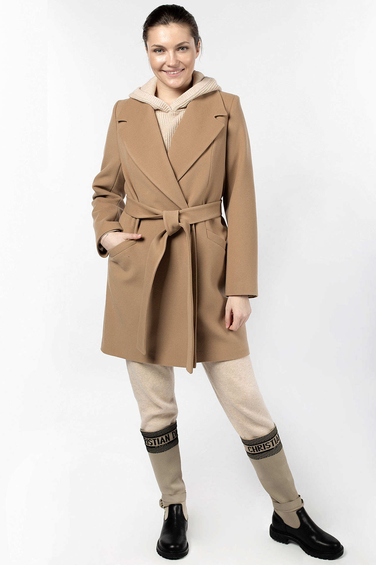 01-10313 Пальто женское демисезонное (пояс)