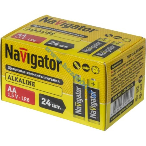 Батарейки пал. AA R06 Navigator алкалин (24шт.)