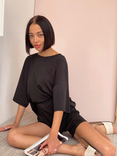 21836 Костюм casual с шортами чёрный