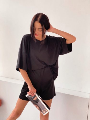 21836 Костюм casual с шортами чёрный