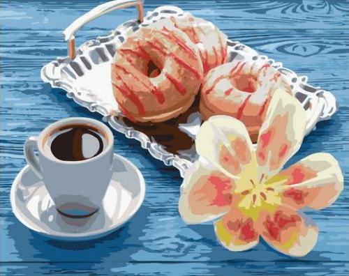 Картина по номерам 40х50 - Кофе и пончики