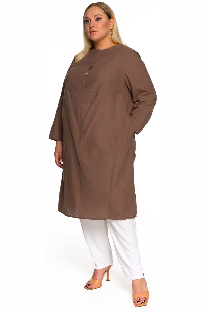 Платье - туника из льна, мокко