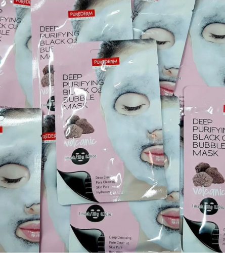 Purederm /Кислородная маска с вулканическим пеплом.  Deep Purifying Black O2 Bubble Mask 20 гр. Volcanic 1 шт.