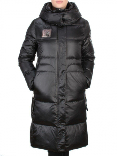 9110 BLACK Пальто зимнее женское FLOWERROVE (200 гр. холлофайбера) размер M - 48российский