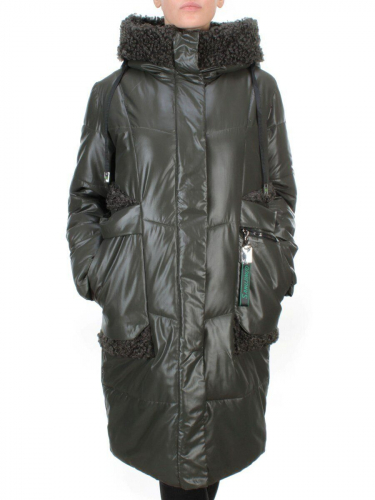 21-985 DARK GREEN Пальто зимнее женское AIKESDFRS (200 гр. холлофайбера) размер 48