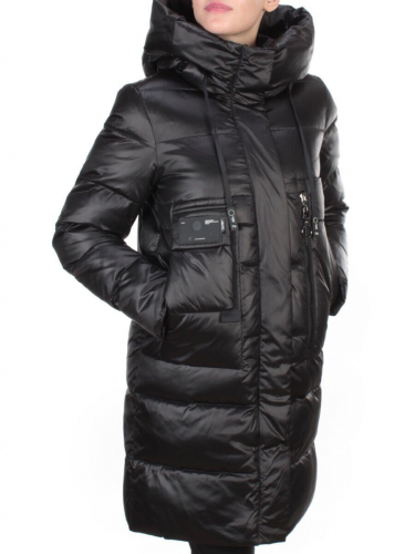 6809 BLACK Пальто зимнее женское KARERSITER (200 гр. холлофайбер) размер 46