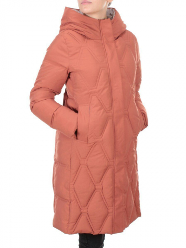 2158 TERRACOTTA Пальто зимнее облегченное женское YINGPENG (150 гр. холлофайбер) размер 42