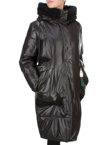 21-985 BLACK Пальто зимнее женское AIKESDFRS (200 гр. холлофайбера) размер 48