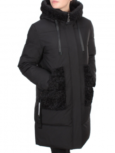 2197-2 BLACK Пальто зимнее женское OLAYEETE (200 гр. холлофайбера) размер 52
